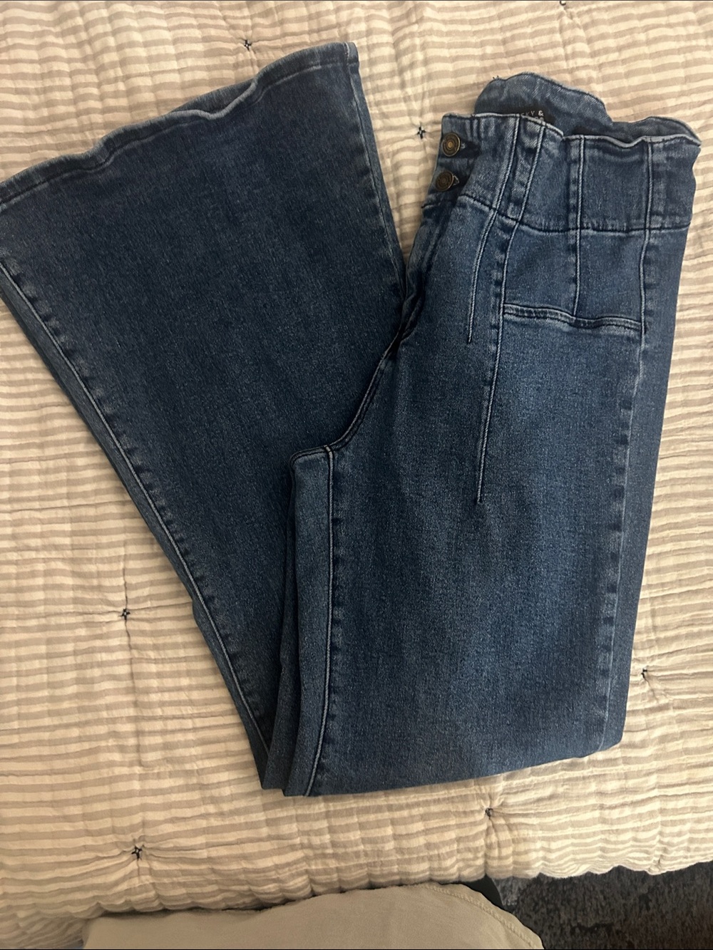 Lucky & Blessed Dark Blue Wide Leg Jeans